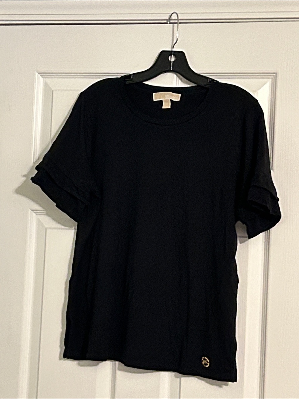 MICHAEL Michael Kors Black Short Sleeve Ruffle Cuff Tee